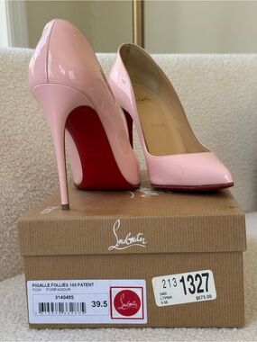 Christian Louboutin Pigalle Follies 100 Patent Pumps in Pompadour Pink